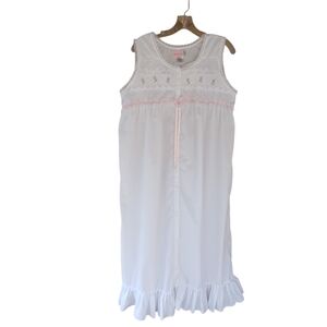 Moon Dance Vintage White Sleeveless Maxi Nightgown Large
